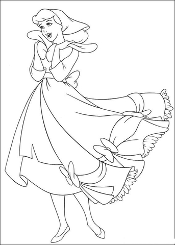 Cinderella Sings A Song  Coloring Page